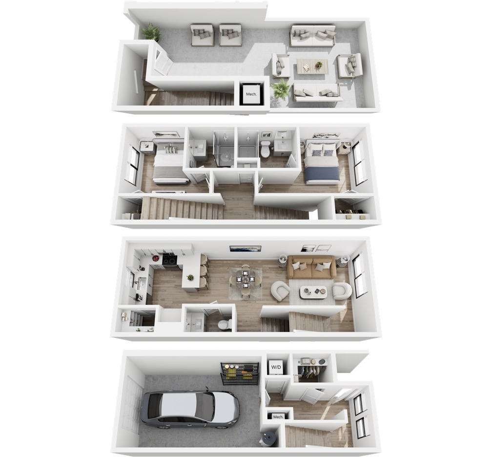 Floor plan for 3 beds, 3.5 baths, 2270 sqft